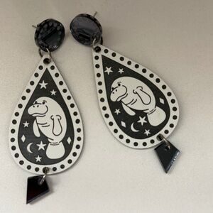 Super cute fun manatee / dugong handmade earrings